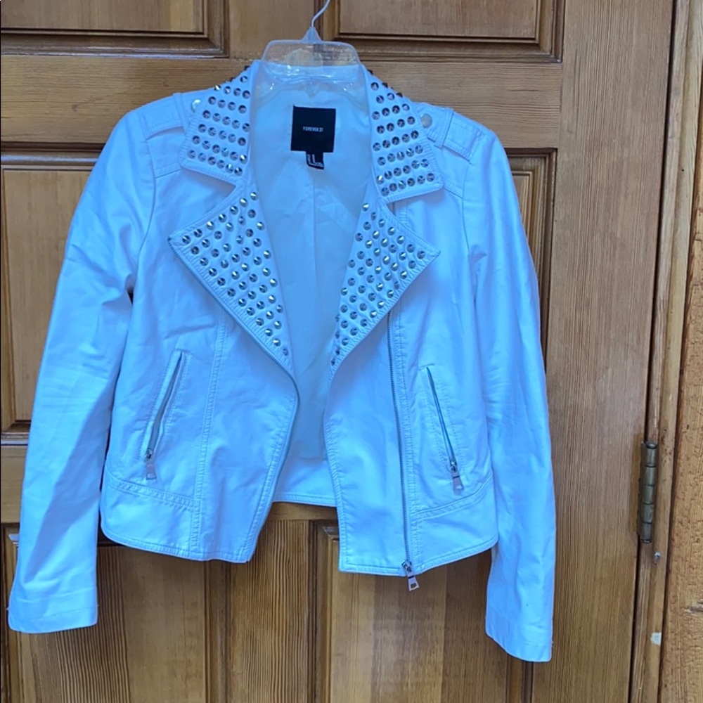 Forever 21 white studded jacket